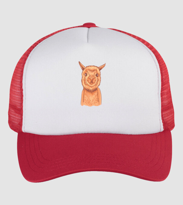 Cap de Alpaca model alb/roșu pe tricou