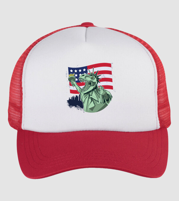 Ziua Independenței americane 4 iulie T-rex model alb/roșu pe tricou