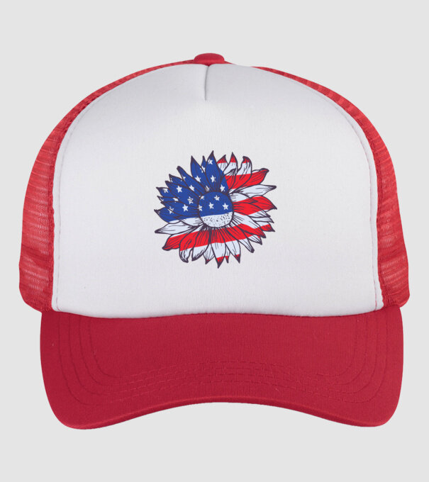 Floarea-soarelui americană Usa Sunflower model alb/roșu pe tricou
