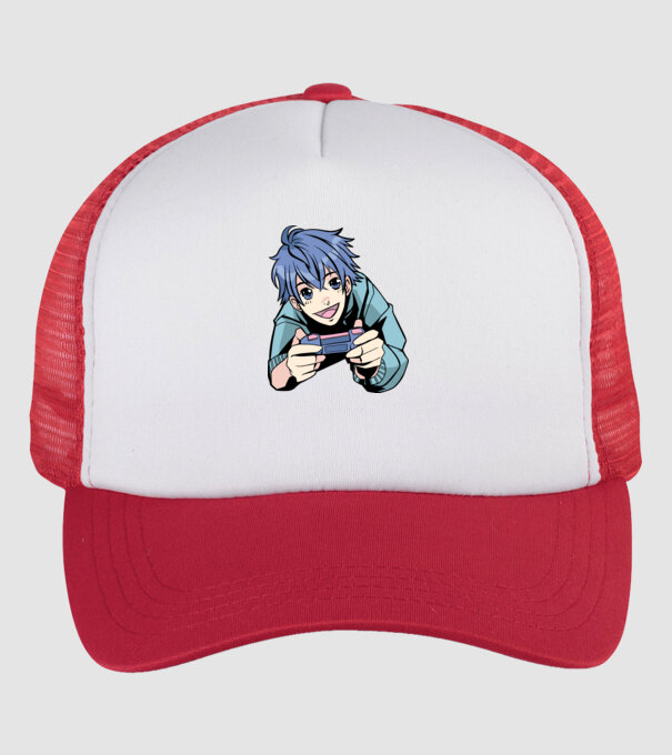 Anime băiat Gamer model alb/roșu pe tricou