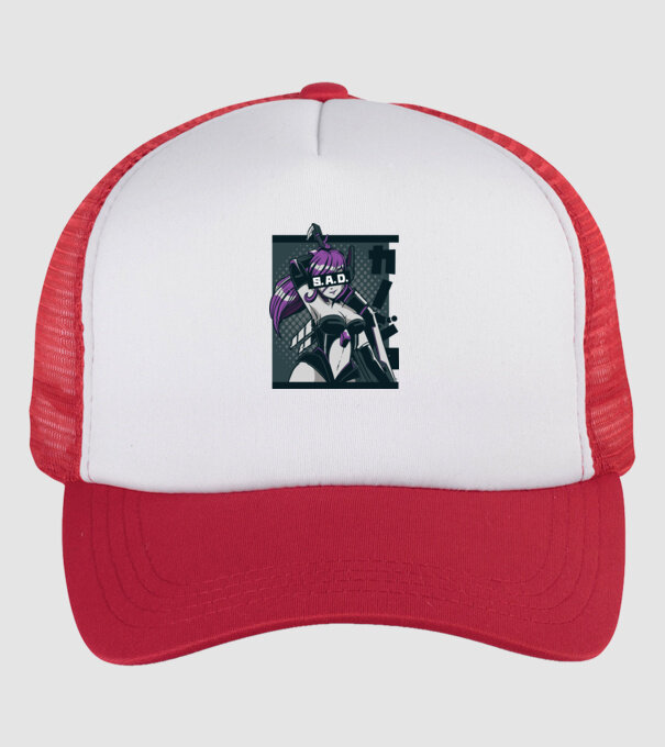 Anime fată model alb/roșu pe tricou
