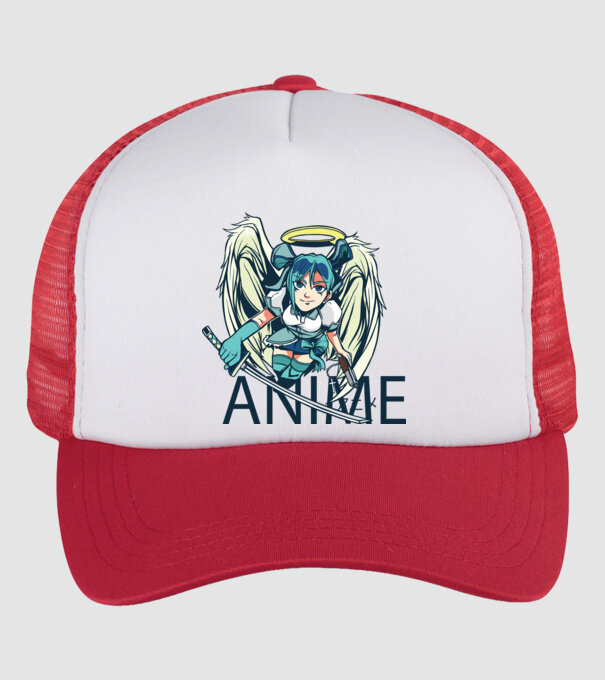 Anime fată cu sabie model alb/roșu pe tricou