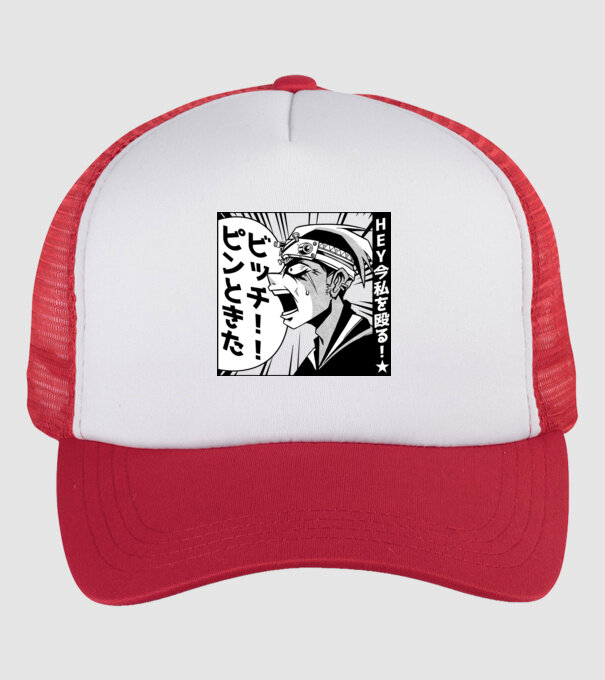 Cap Anime Manga model alb/roșu pe tricou