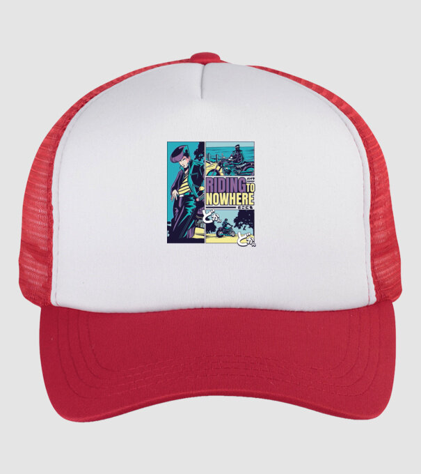 Anime Vaporwave Riding Nowhere model alb/roșu pe tricou