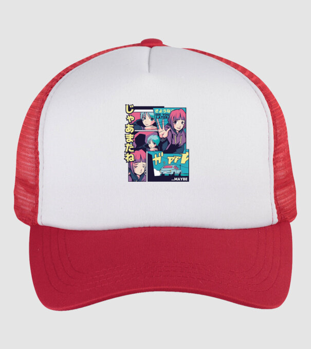 Anime Vaporwave See you Later model alb/roșu pe tricou