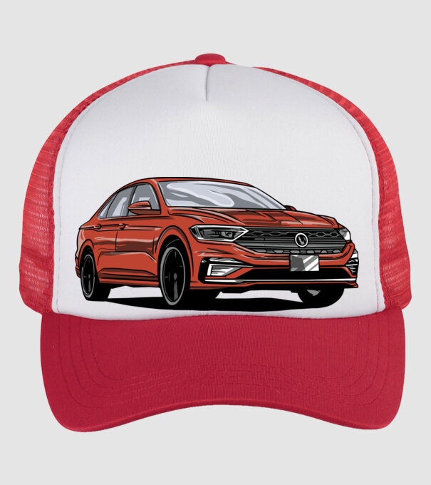Mașină model alb/roșu pe tricou