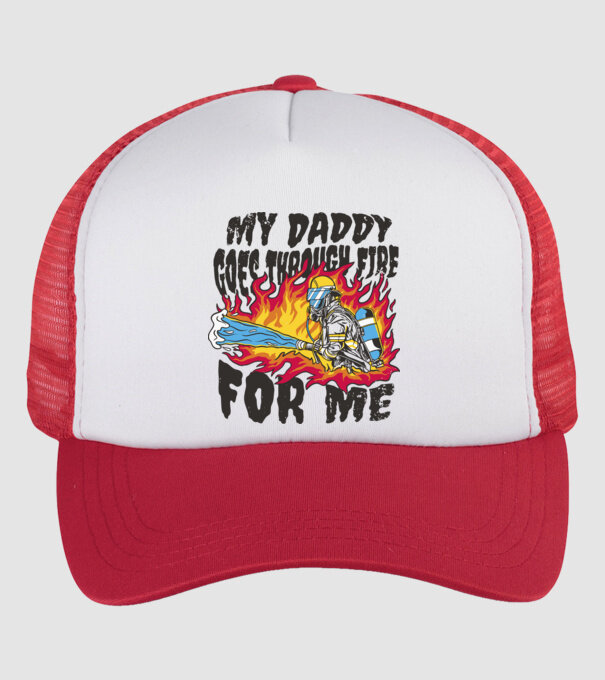 Tatăl meu trece și prin foc pentru mine model alb/roșu pe tricou