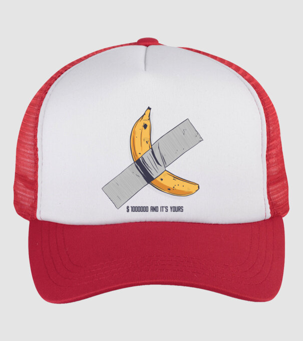 Ultima banană model alb/roșu pe tricou