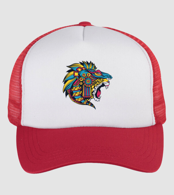 Aztec Jaguar model alb/roșu pe tricou