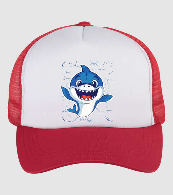 Baby Shark tricou drăguț cu rechin model alb/roșu pe tricou