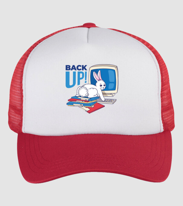 Back up bunny model alb/roșu pe tricou