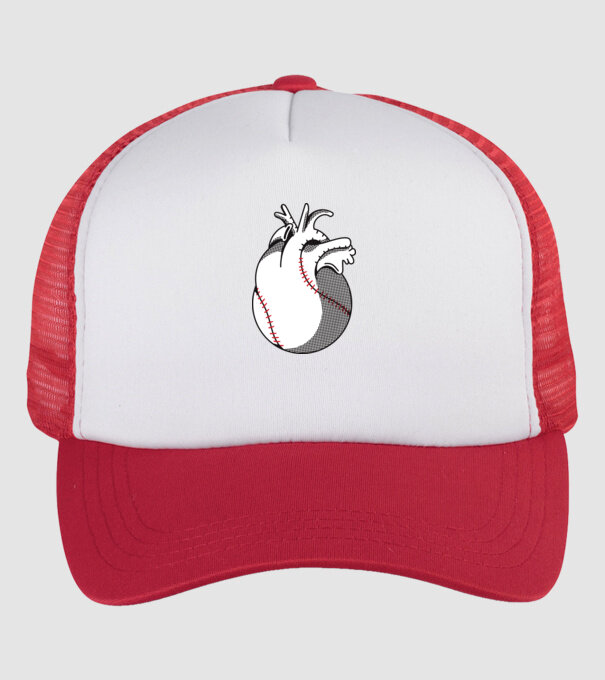 Inimă Baseball model alb/roșu pe tricou