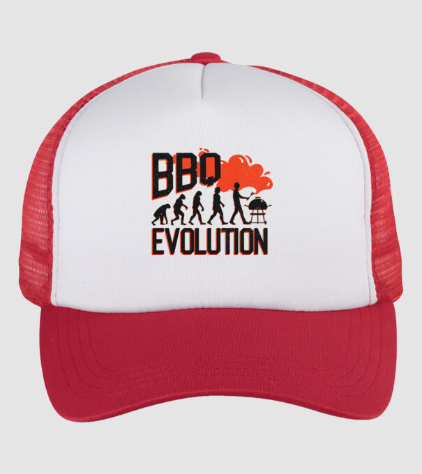 BBQ Evoluție Grătar model alb/roșu pe tricou