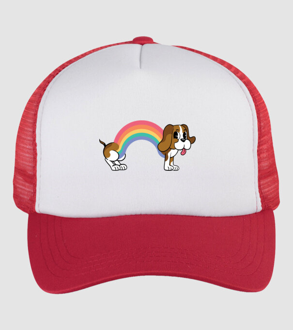 Beagle curcubeu model alb/roșu pe tricou