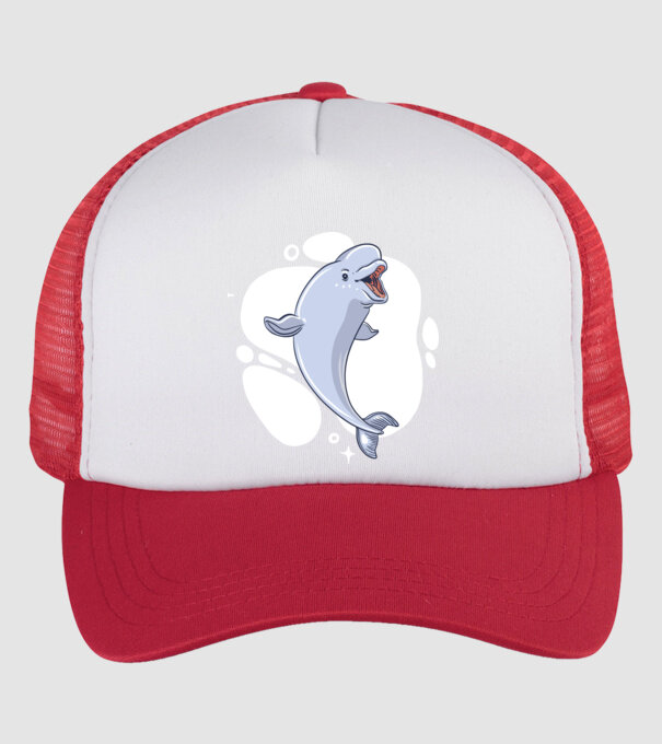 Balenă Beluga model alb/roșu pe tricou
