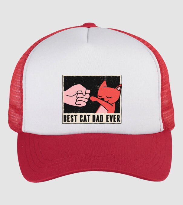 Best Cat Dad Ever - Cel mai bun stăpân de pisică model alb/roșu pe tricou
