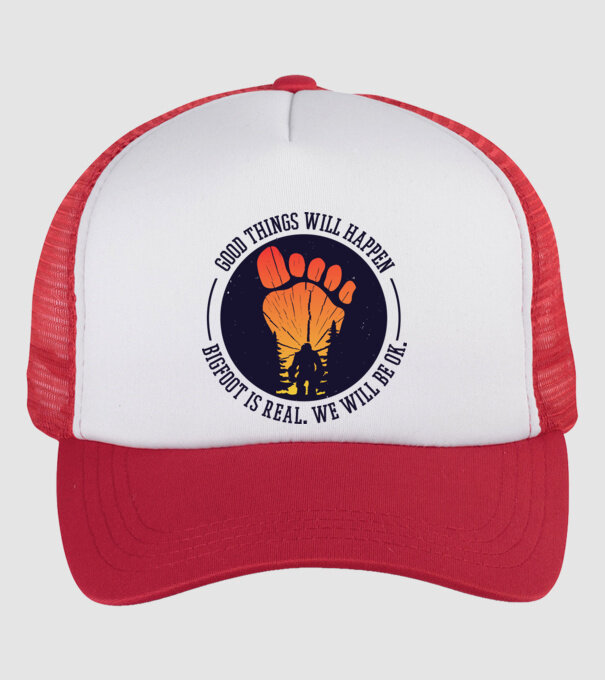 Bigfoot is real model alb/roșu pe tricou