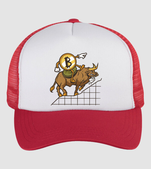 Taur Bitcoin model alb/roșu pe tricou