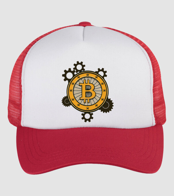 Mecanică Bitcoin model alb/roșu pe tricou