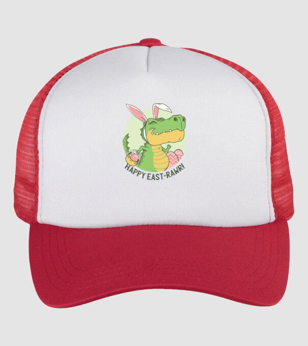 Paște Fericit tricou cu dinozaur model alb/roșu pe tricou