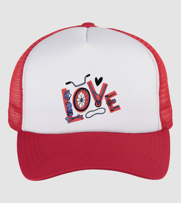 Love Bicicletă model alb/roșu pe tricou