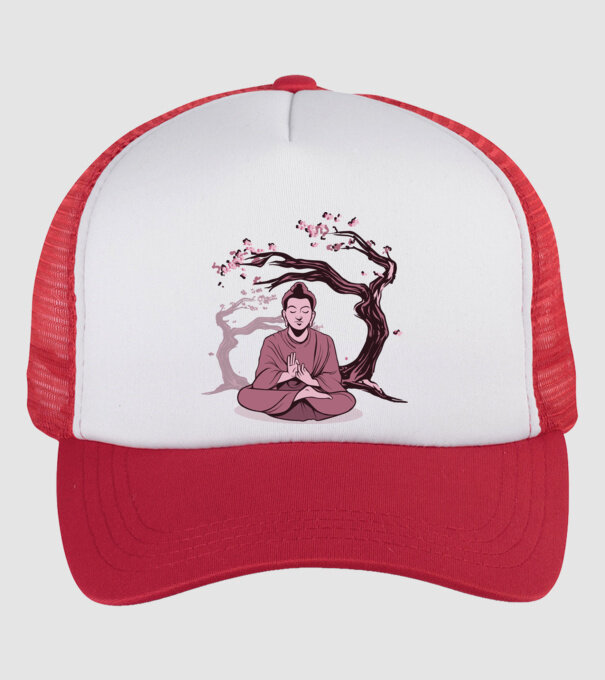 Buddha Meditație model alb/roșu pe tricou