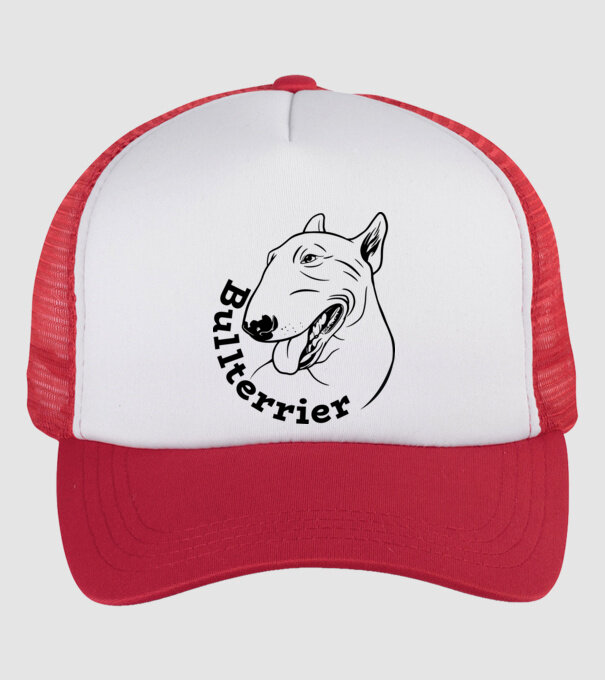 Bull Terrier model alb/roșu pe tricou