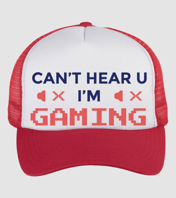 'Can''t hear U - I''m Gaming' model alb/roșu pe tricou