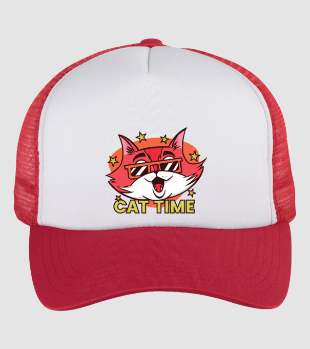 Cat Time Momentul pisicii model alb/roșu pe tricou