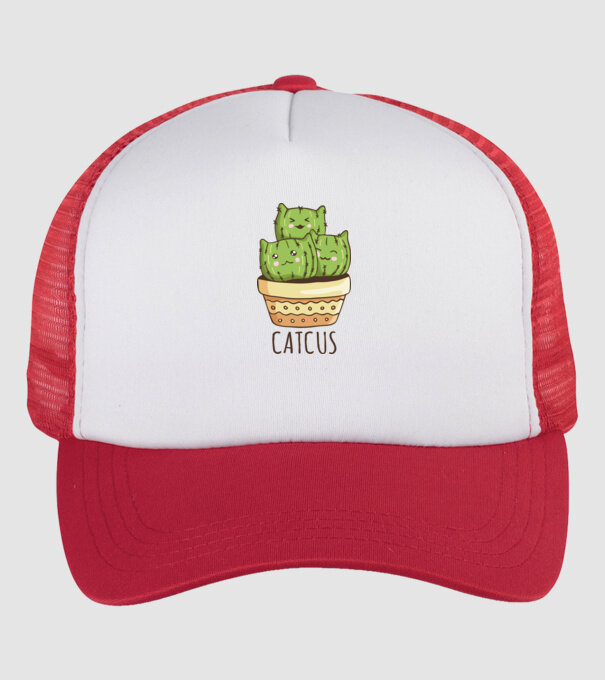Catcus Pisică Cactus model alb/roșu pe tricou
