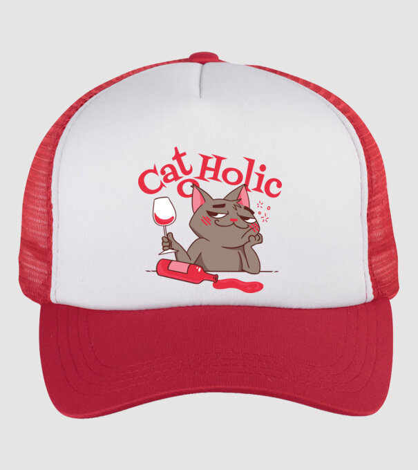 Catoholic - iubitor de pisici model alb/roșu pe tricou