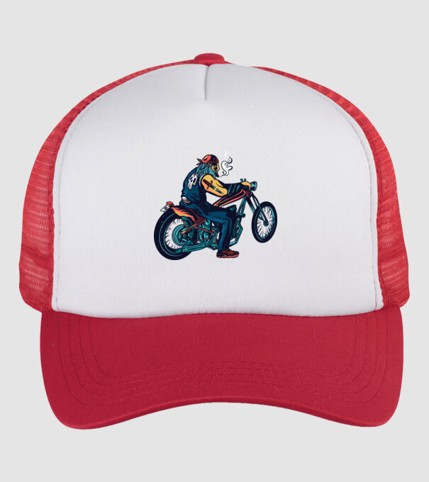 Motociclist Chopper model alb/roșu pe tricou