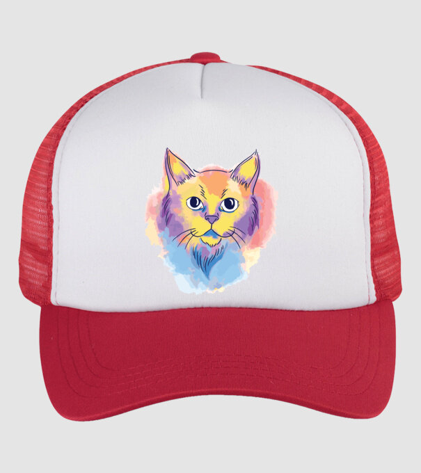 Cap pisică model alb/roșu pe tricou