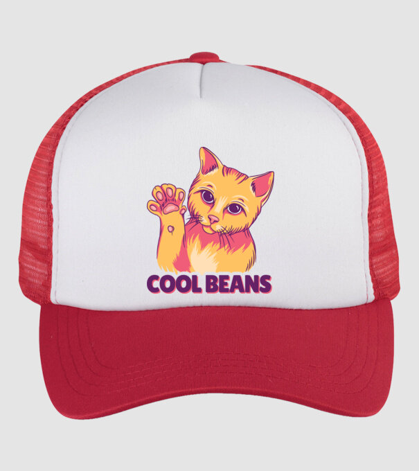 Cool Beans - talpă pisică model alb/roșu pe tricou
