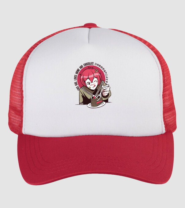 Doar o fată căreia îi place Anime și ciocolata model alb/roșu pe tricou
