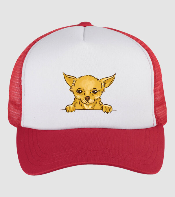 Cap de Chihuahua model alb/roșu pe tricou