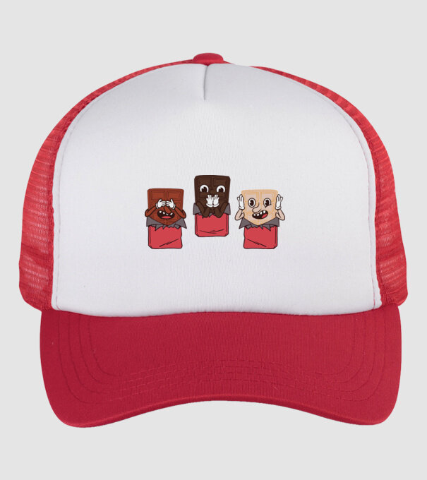 Trio de ciocolată model alb/roșu pe tricou