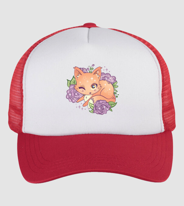 Vulpe Drăguță Anime model alb/roșu pe tricou