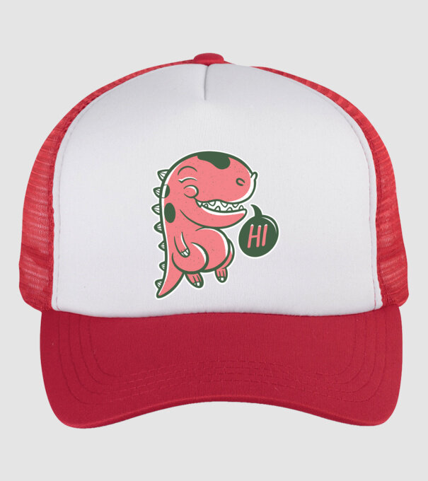Dinozaur drăguț model alb/roșu pe tricou