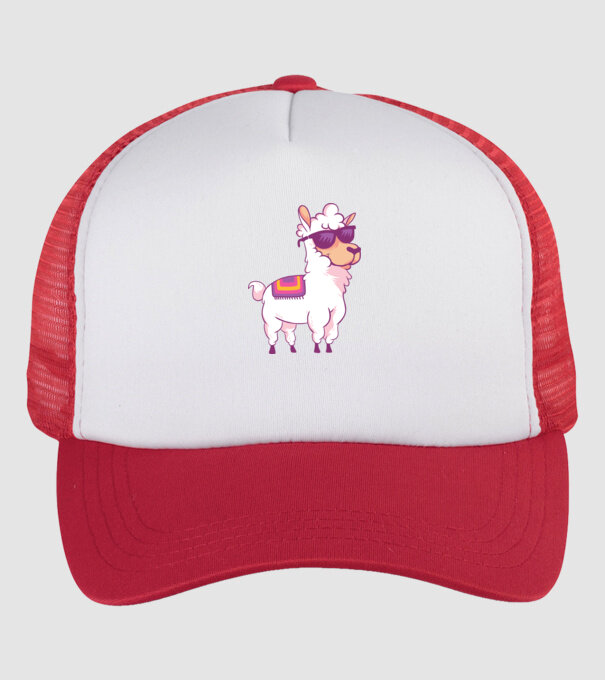 Llama drăguț model alb/roșu pe tricou
