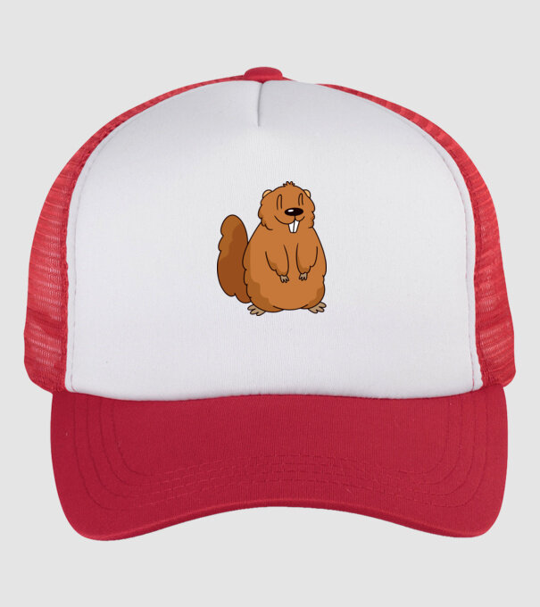 Marmotă drăguță model alb/roșu pe tricou