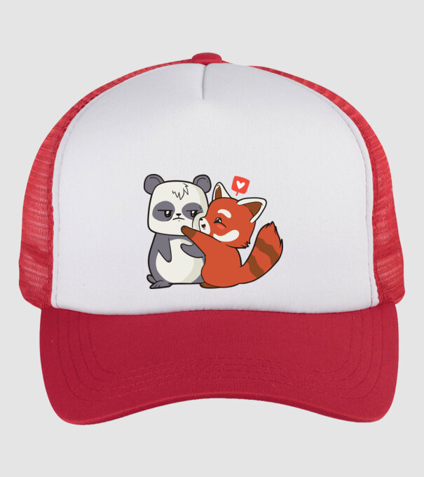 Panda drăguț Dragoste model alb/roșu pe tricou