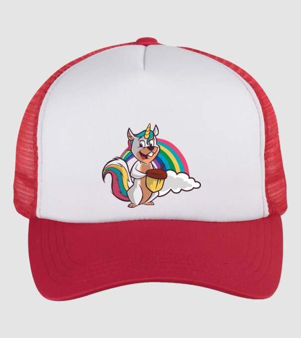 Unicorn drăguț Veveriță model alb/roșu pe tricou