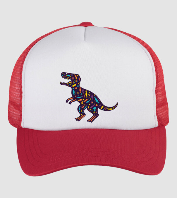 Dino bomboane model alb/roșu pe tricou