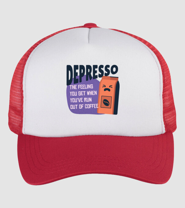 Depresso - Sentimentul când rămâi fără cafea model alb/roșu pe tricou