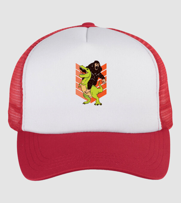 Dinozaur Yeti model alb/roșu pe tricou