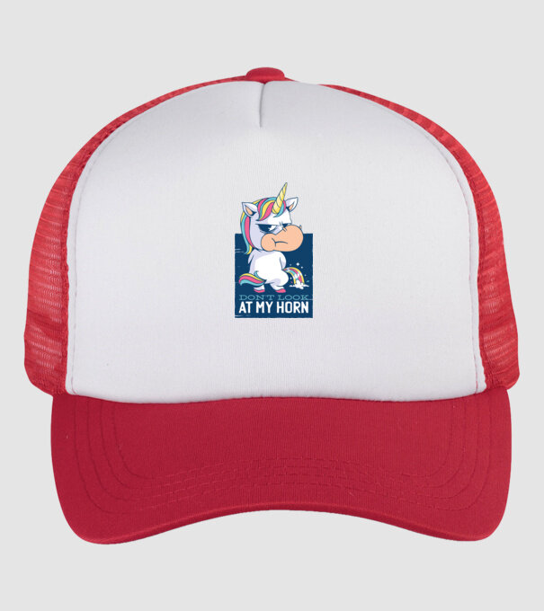 'Don''t look at my horn tricou amuzant unicorn' model alb/roșu pe tricou