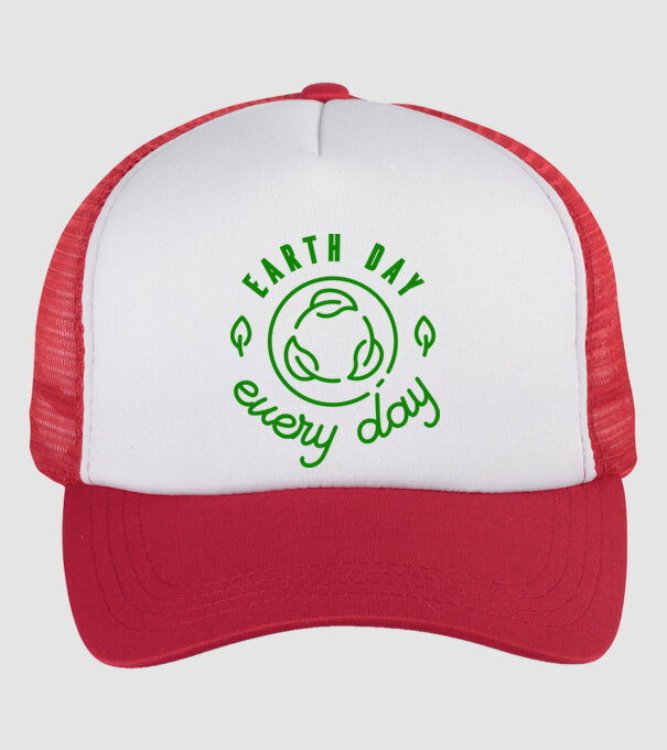 Earth Day Every Day - Ziua Pământului model alb/roșu pe tricou