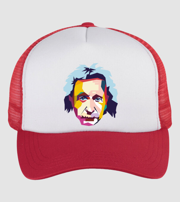Einstein abstract model alb/roșu pe tricou