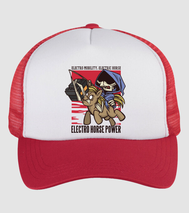Cai putere electric model alb/roșu pe tricou
